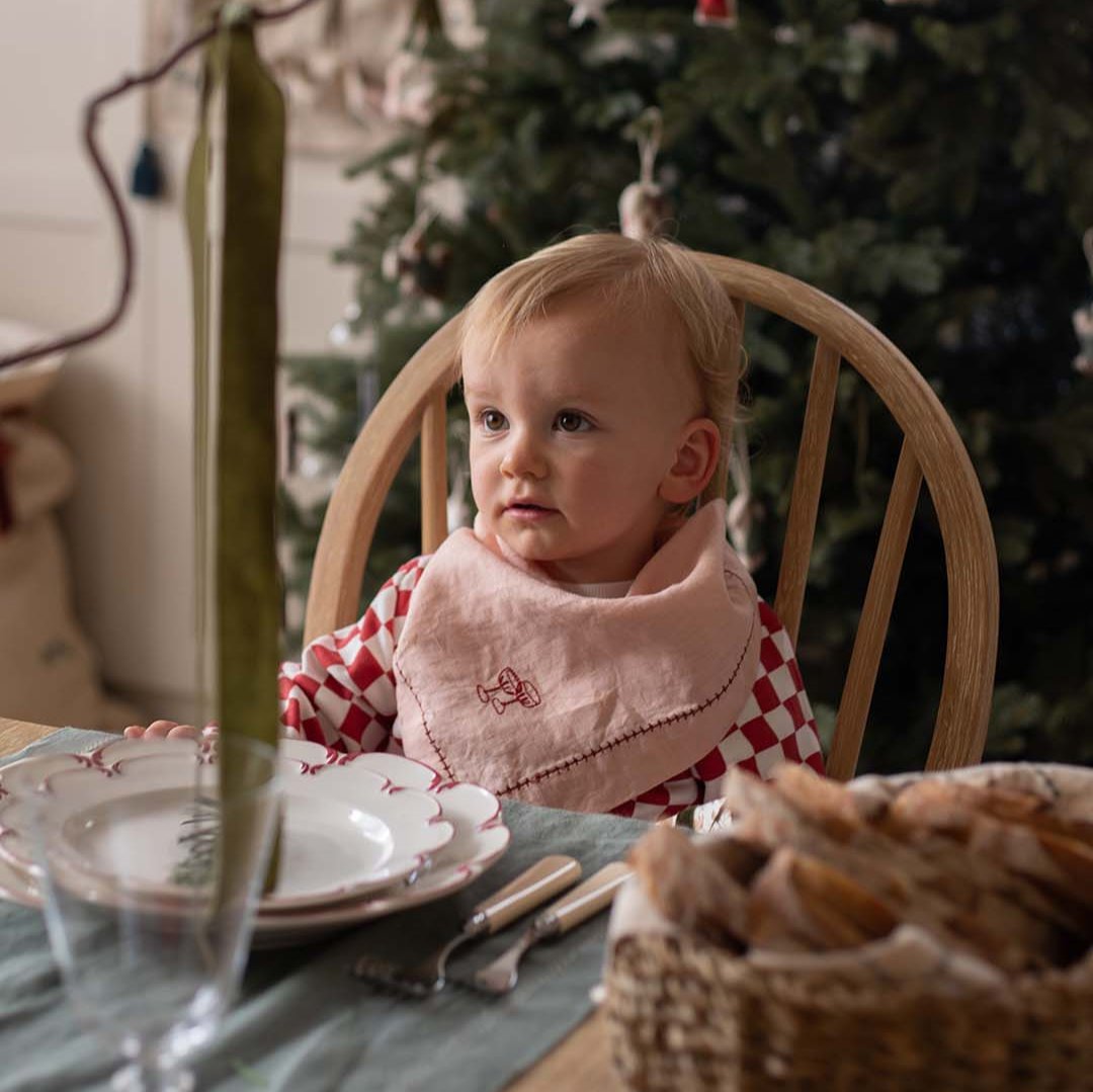 Embroidered Linen Napkins, Set of 4 - Plaster Pink