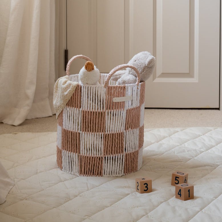 Buy Checkerboard Storage Basket Medium - Nude | Storage for kids by Learning Bugs UK