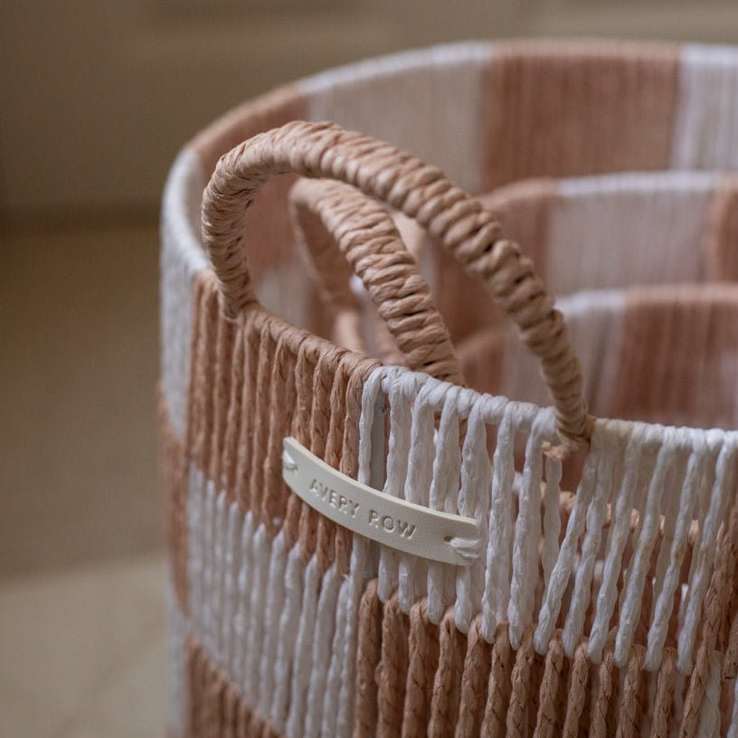 Checkerboard Storage Basket Large - Nude – Storage for children, available at Learning Bugs UK