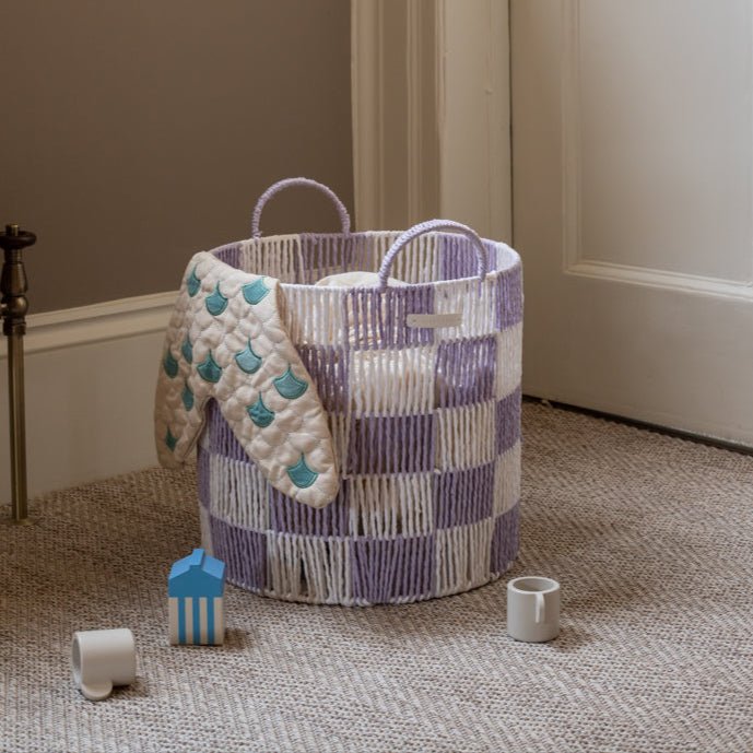 Buy Checkerboard Storage Basket Large - Lilac | Storage for kids by Learning Bugs UK