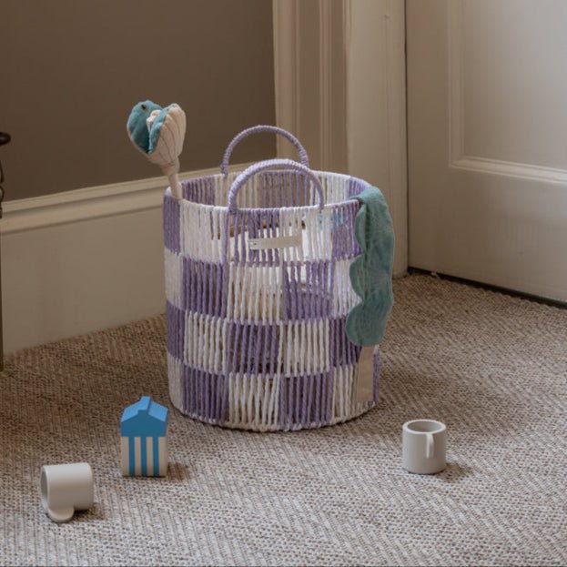 Buy Checkerboard Storage Basket Medium - Lilac | Storage for kids by Learning Bugs UK