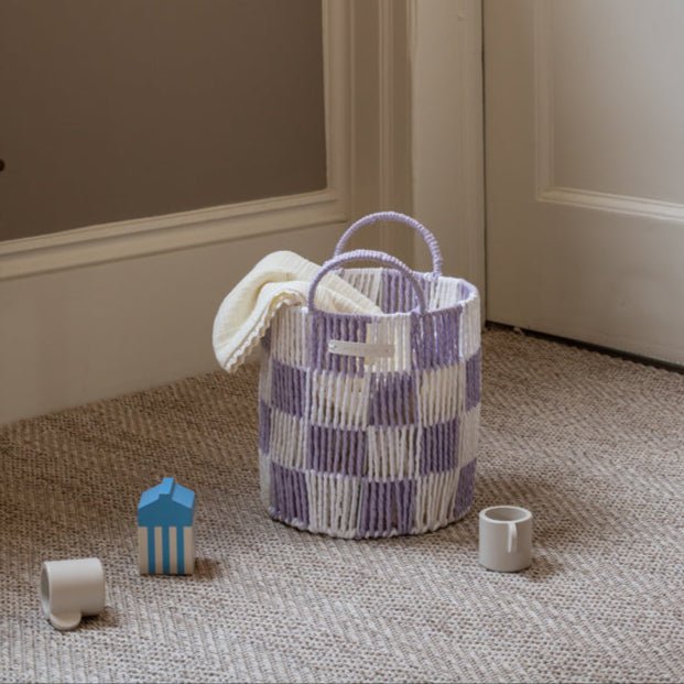 Buy Checkerboard Storage Basket Small - Lilac | Storage for kids by Learning Bugs UK
