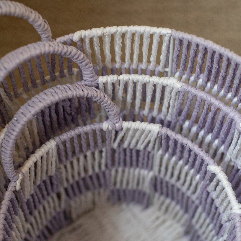 Checkerboard Storage Basket Set of 3 - Lilac