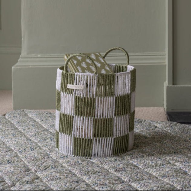 Buy Checkerboard Storage Basket Medium - Sage | Storage for kids by Learning Bugs UK