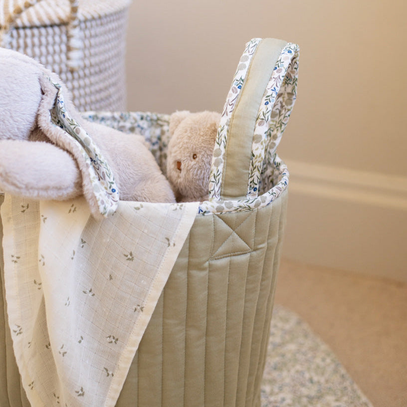 Large Quilted Storage Basket - Riverbank / Willow