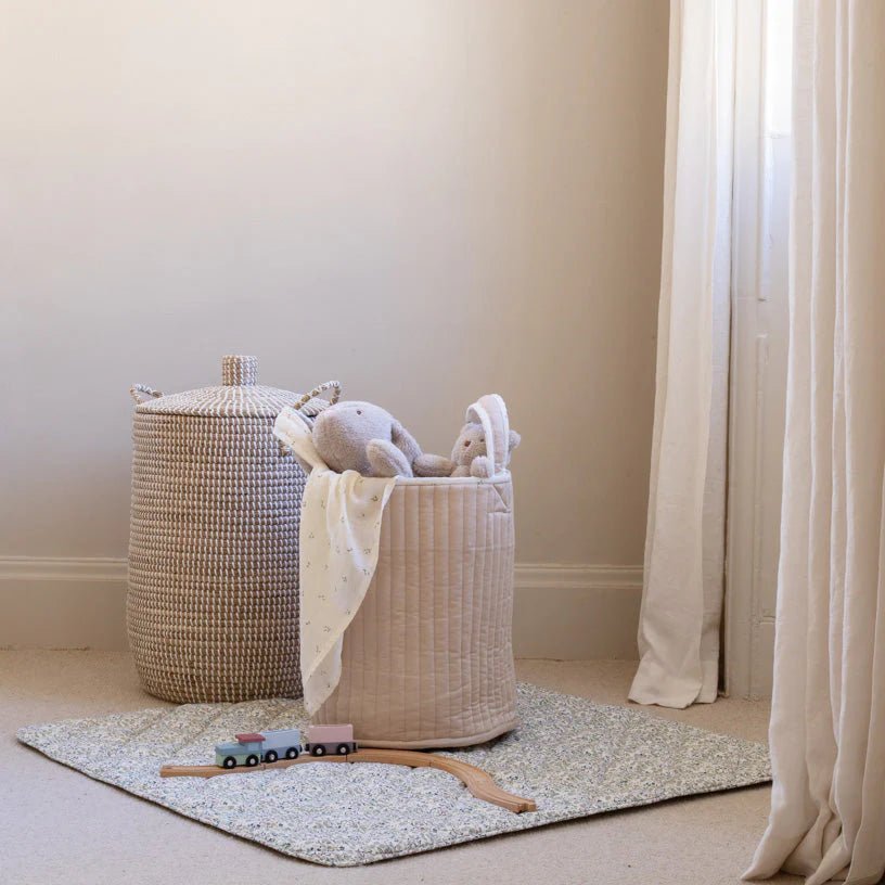 Buy Large Quilted Storage Basket - Nettle Scatter / Birch | Storage for kids by Learning Bugs UK