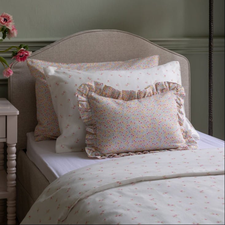 Buy Rectangle Linen Frill Cushion - Wildflower Garden | for kids by Learning Bugs UK
