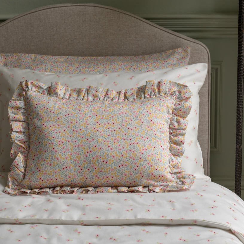 Buy Rectangle Linen Frill Cushion - Wildflower Garden | for kids by Learning Bugs UK