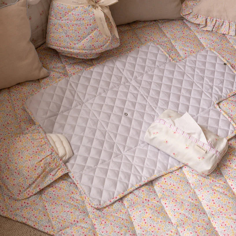 Cotton Travel Baby Changing Mat - Wildflower Garden
