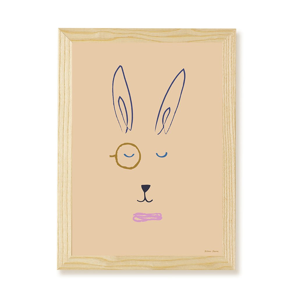 Hibou Design Hector Hare Art Print - Plaster Pink – Fine art for children, available at Learning Bugs UK