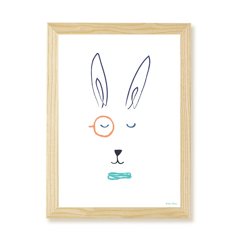Hibou Design Hector Hare Art Print - White – Fine art for children, available at Learning Bugs UK