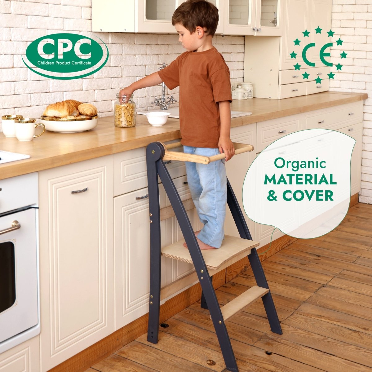 Goodevas Montessori Helper Tower – Graphite – Learning Towers for children, available at Learning Bugs UK