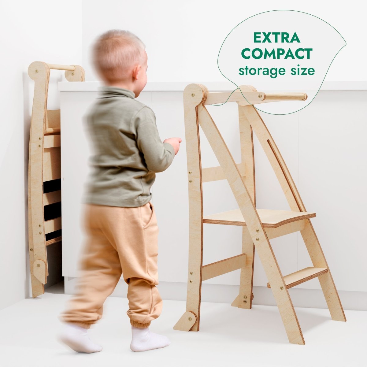 Goodevas Montessori Helper Tower – Beige – Learning Towers for children, available at Learning Bugs UK