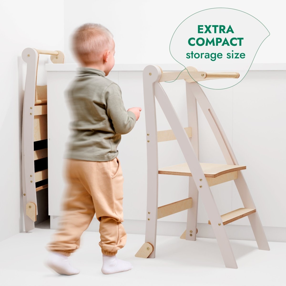 Goodevas Montessori Helper Tower – White – Learning Towers for children, available at Learning Bugs UK