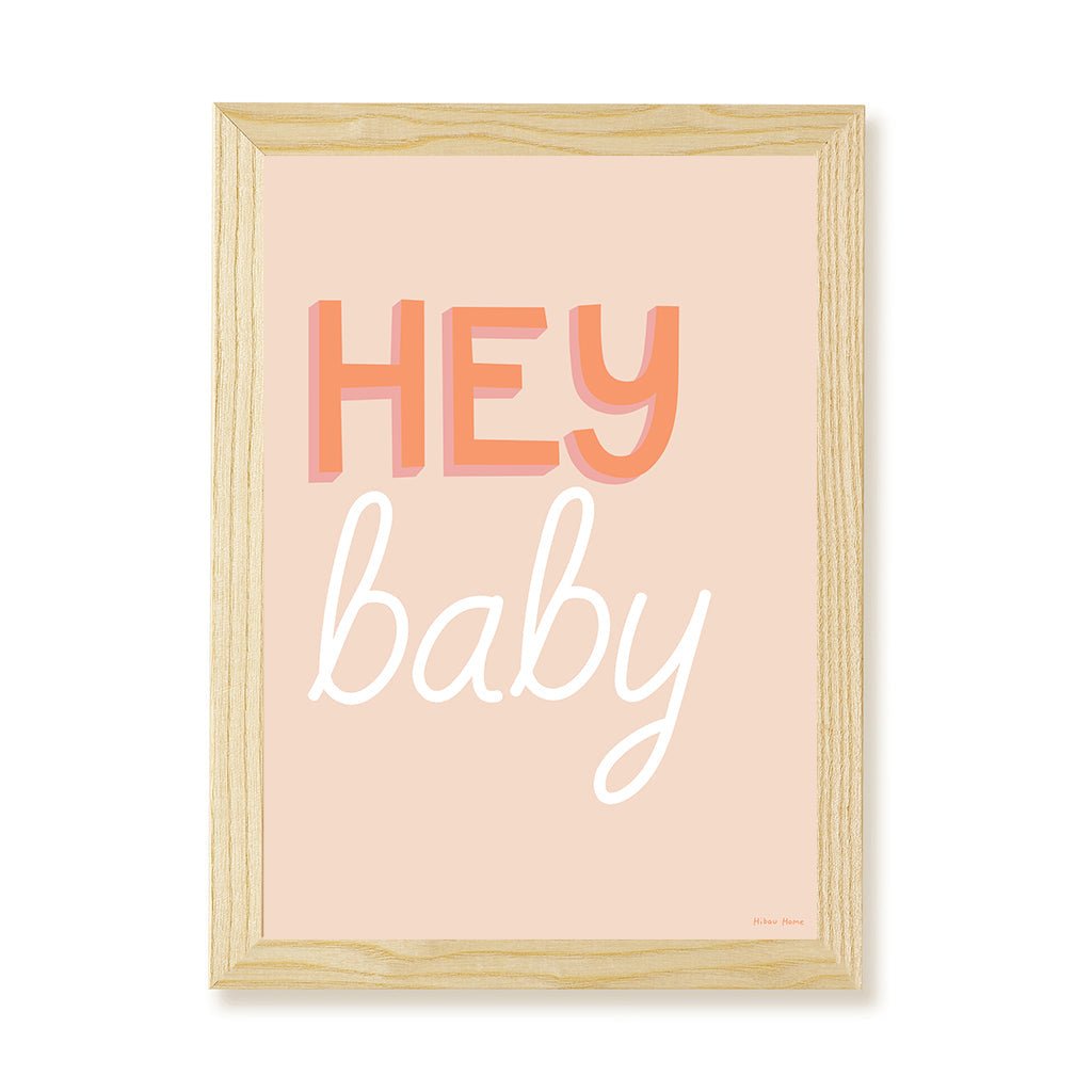 Hibou Design Hey Baby Art Print - Coral – Fine art for children, available at Learning Bugs UK