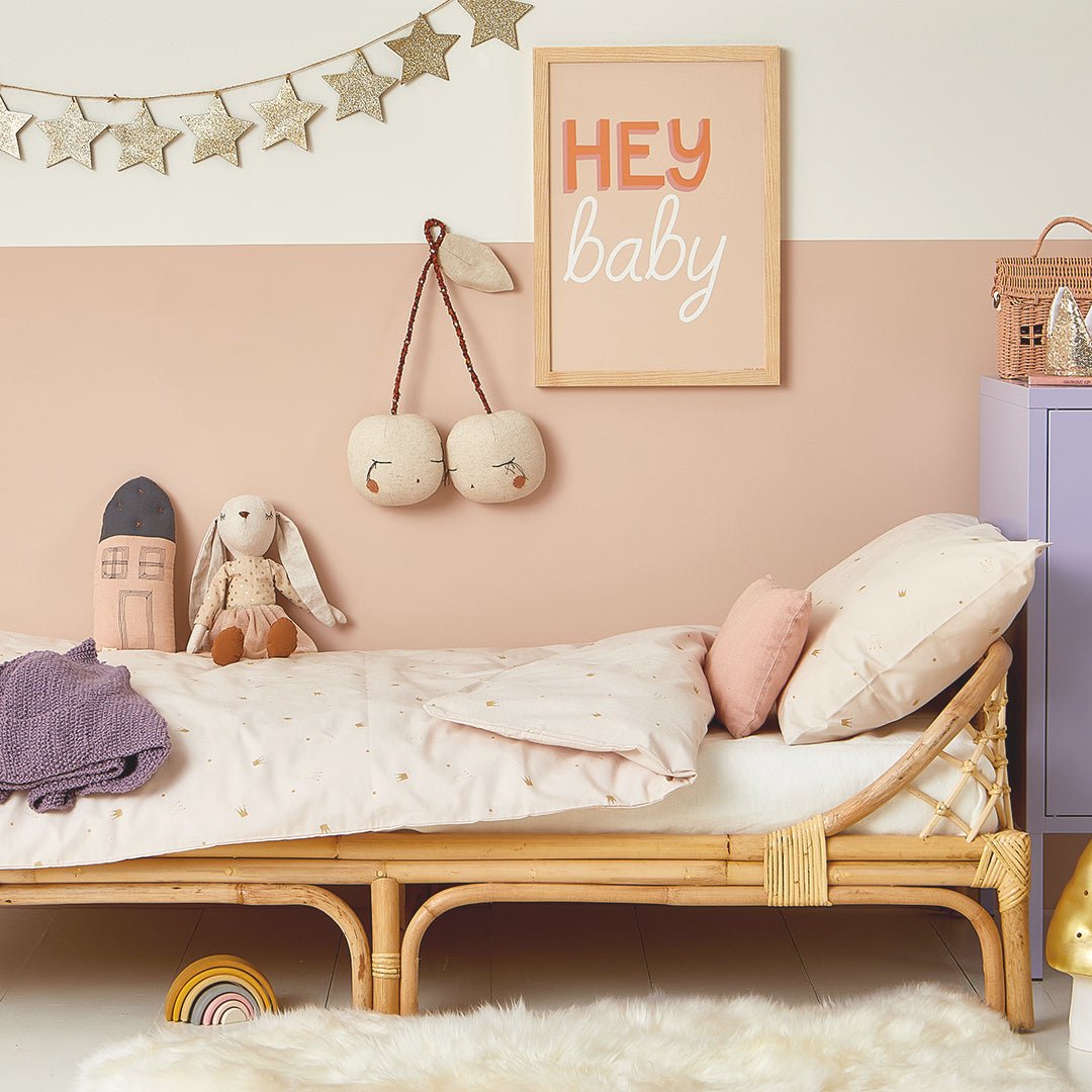Hibou Design Hey Baby Art Print - Coral – Fine art for children, available at Learning Bugs UK