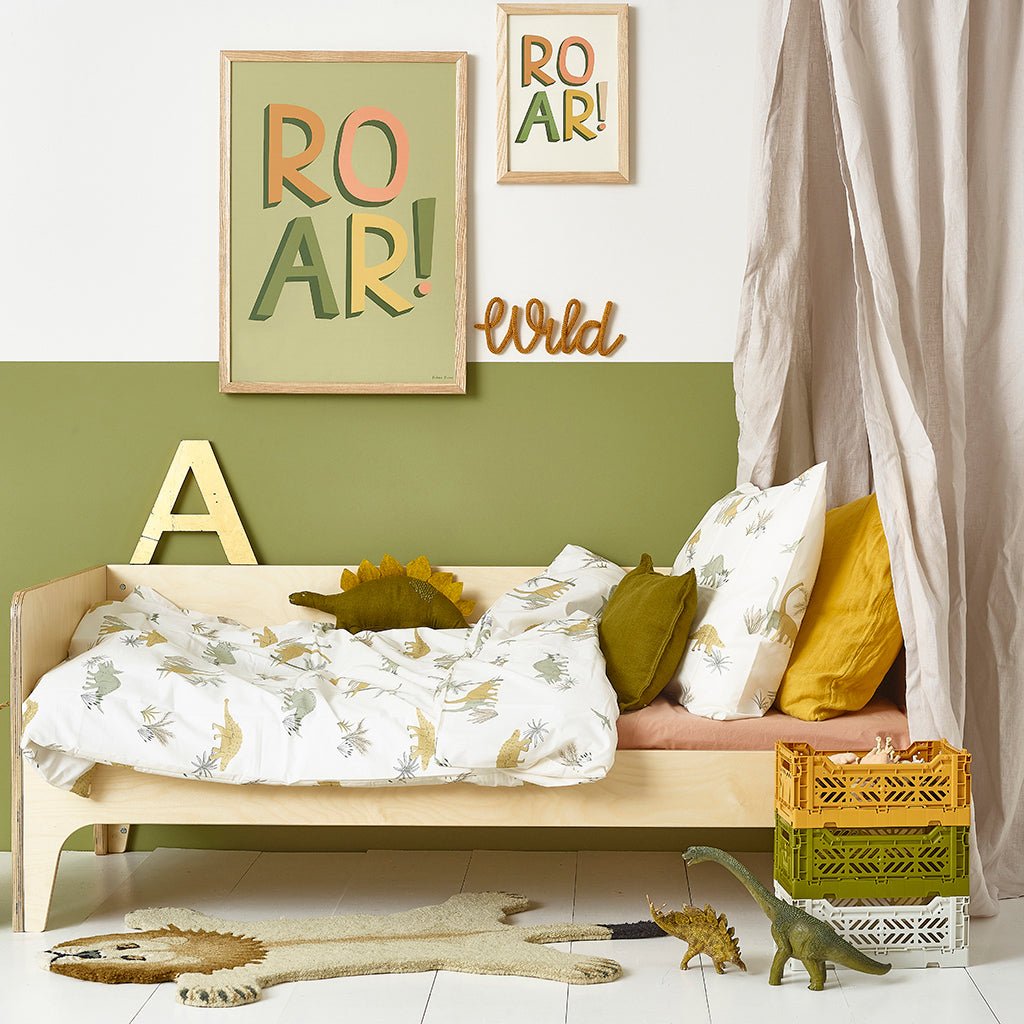 Hibou Design ROAR! Art Print - Khaki – Fine art for children, available at Learning Bugs UK