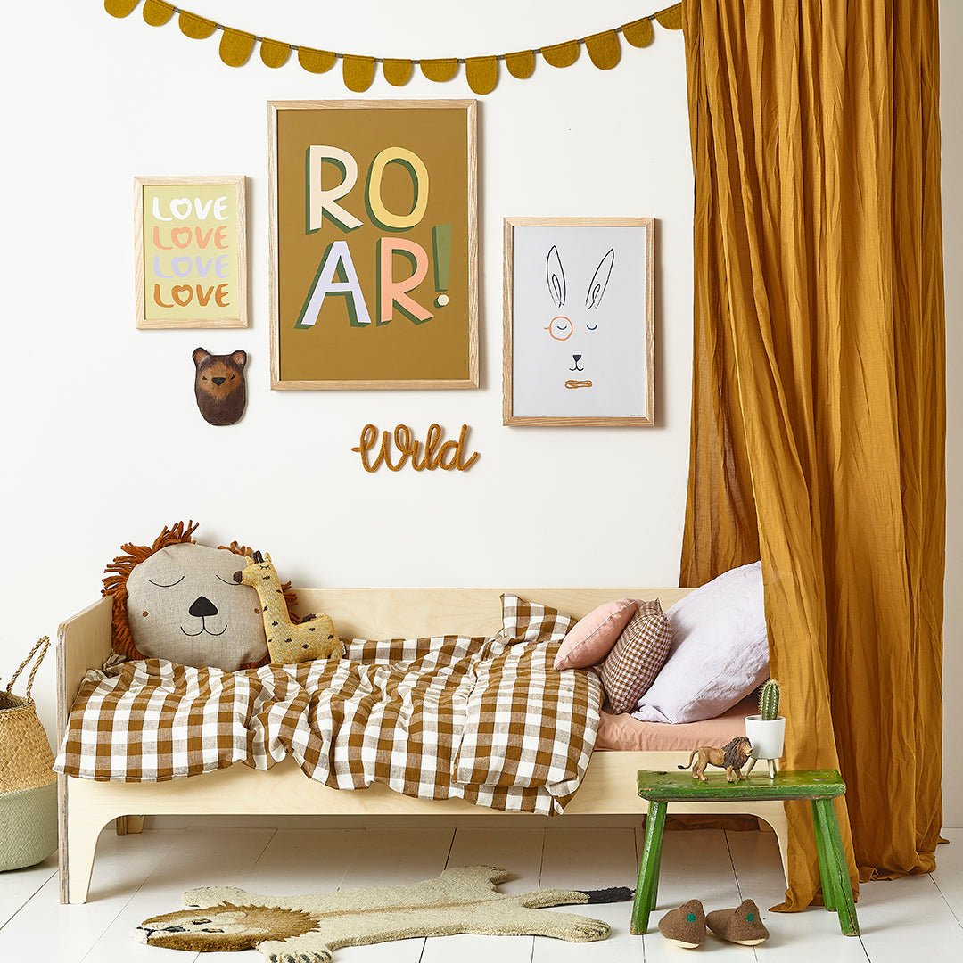 Hibou Design ROAR! Art Print - Olive – Fine art for children, available at Learning Bugs UK