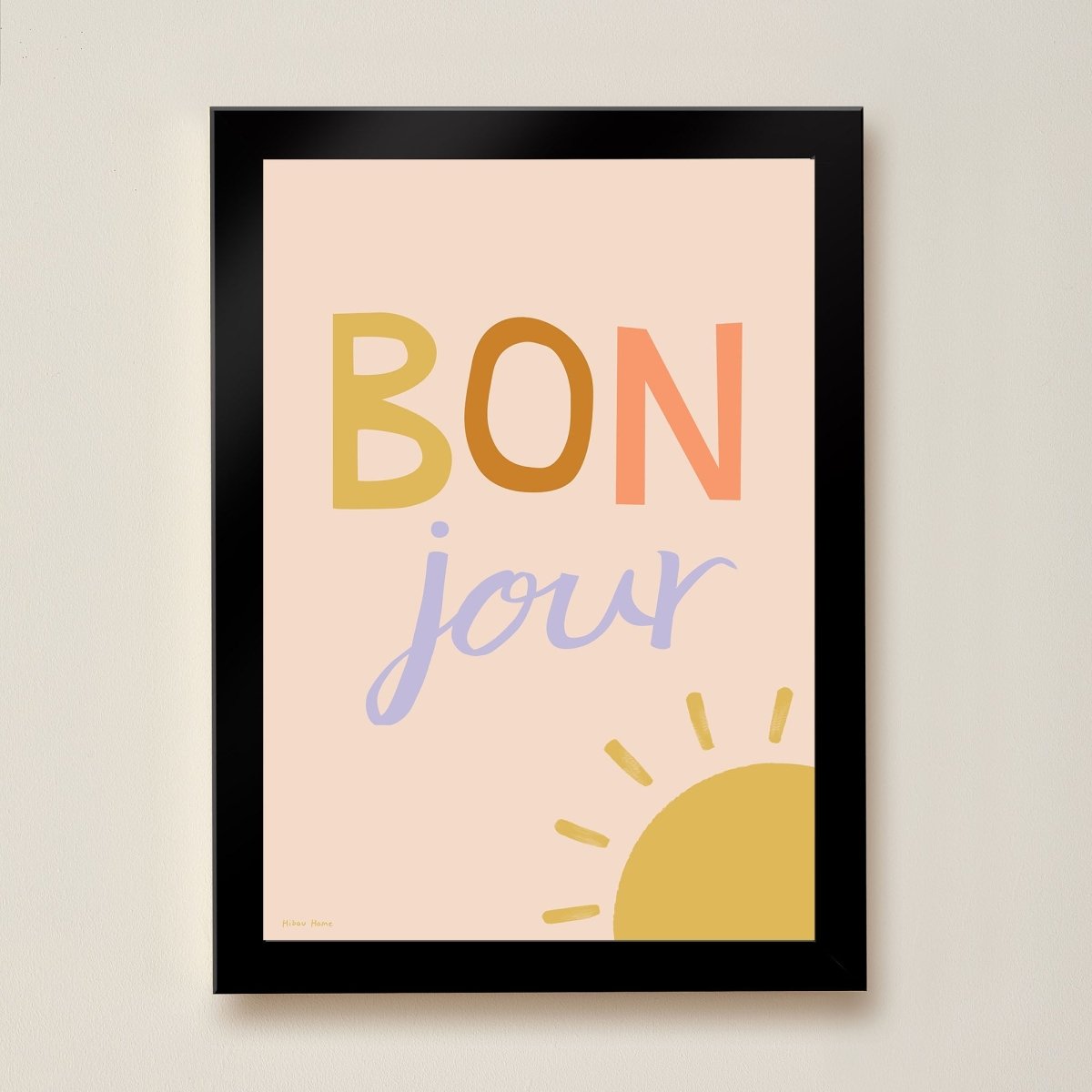 Hibou Design Bonjour Art Print - Pink – Fine art for children, available at Learning Bugs UK