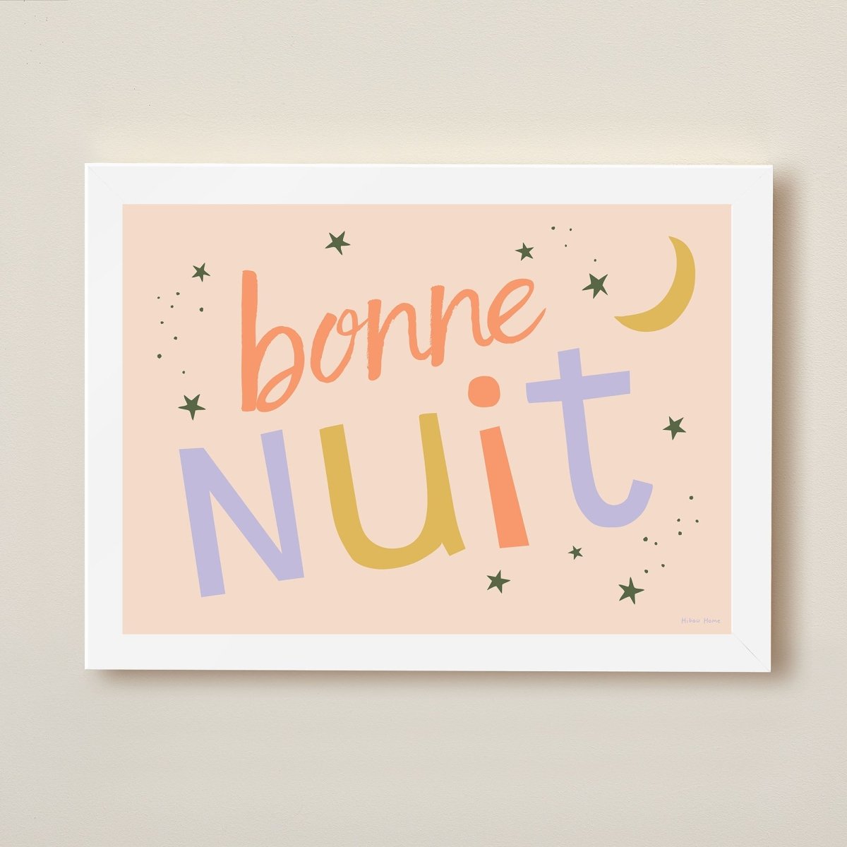 Hibou Design Bonne Nuit Art Print - Confetti Pink – Fine art for children, available at Learning Bugs UK