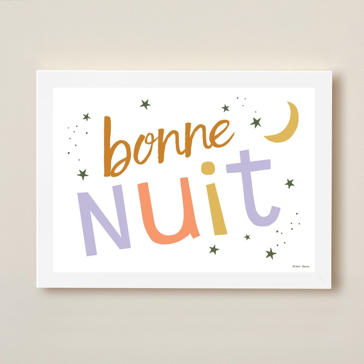 Hibou Design Bonne Nuit Art Print - Confetti White – Fine art for children, available at Learning Bugs UK