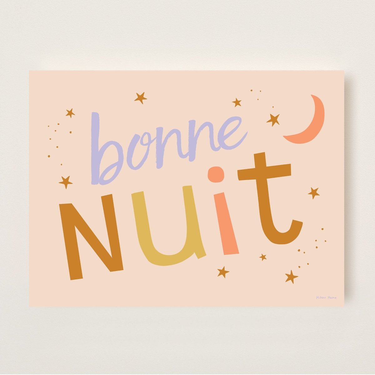 Hibou Design Bonne Nuit Art Print - Pink Toffee – Fine art for children, available at Learning Bugs UK