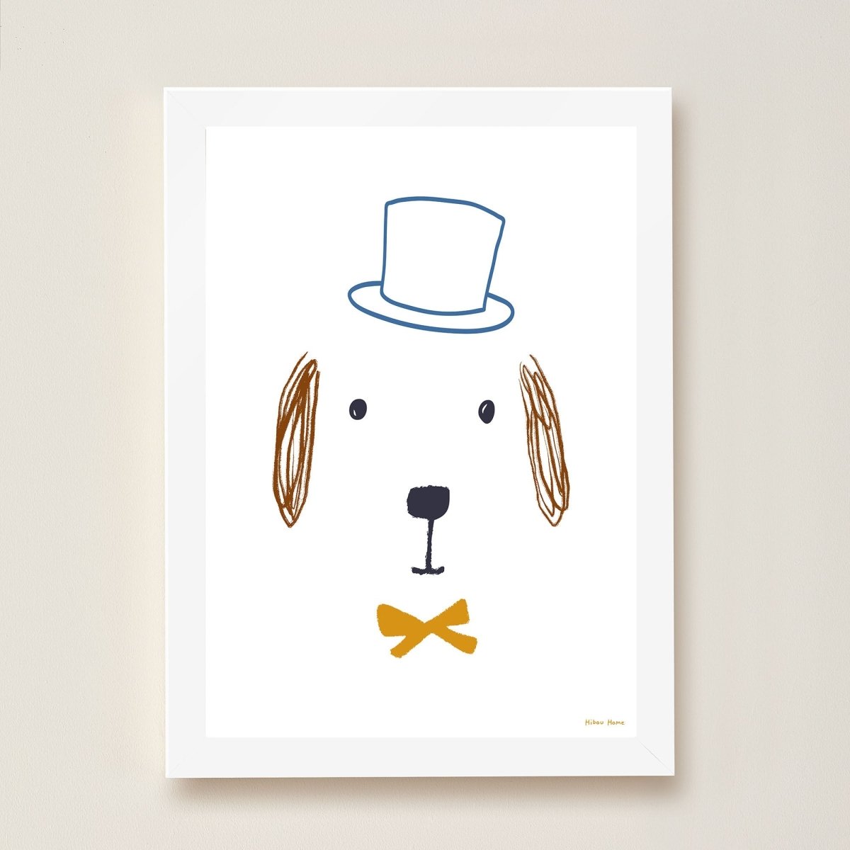 Hibou Design Bruno Dog Art Print - White – Fine art for children, available at Learning Bugs UK