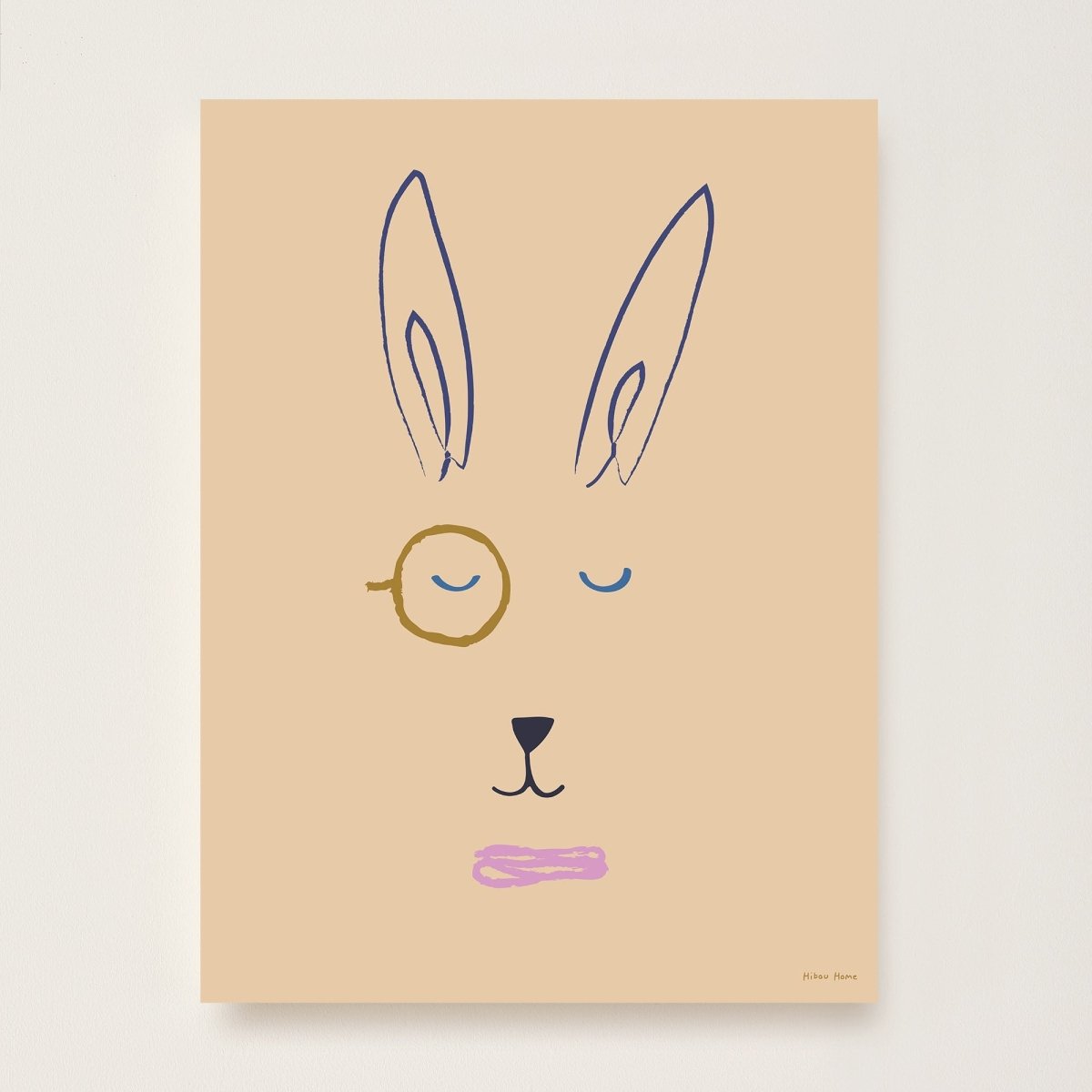 Hibou Design Hector Hare Art Print - Plaster Pink – Fine art for children, available at Learning Bugs UK