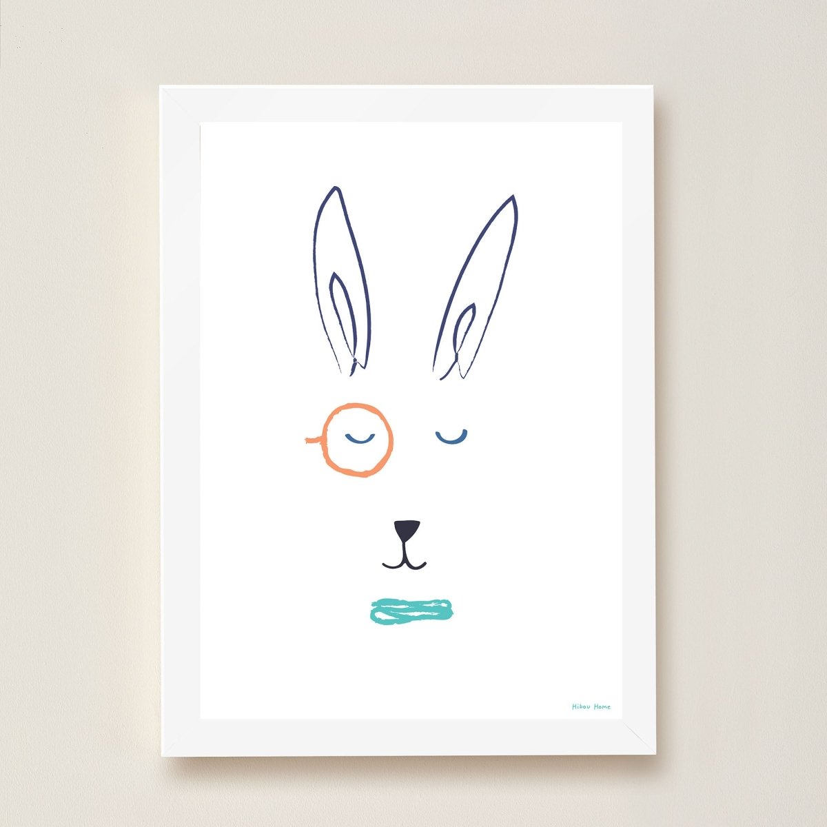 Hibou Design Hector Hare Art Print - White – Fine art for children, available at Learning Bugs UK