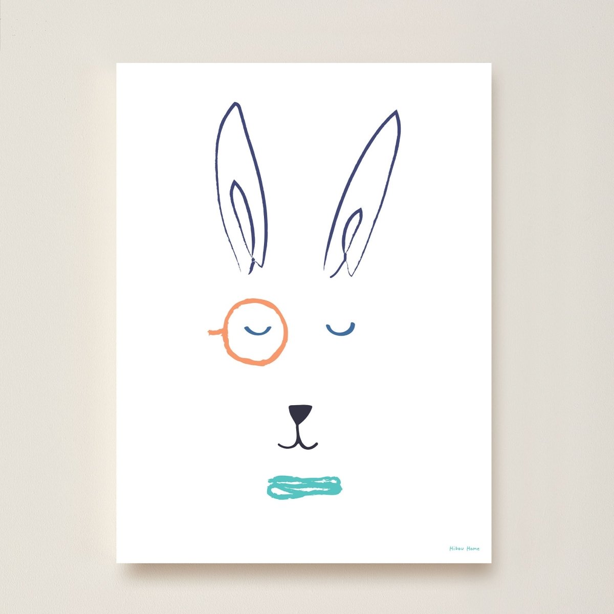 Hibou Design Hector Hare Art Print - White – Fine art for children, available at Learning Bugs UK