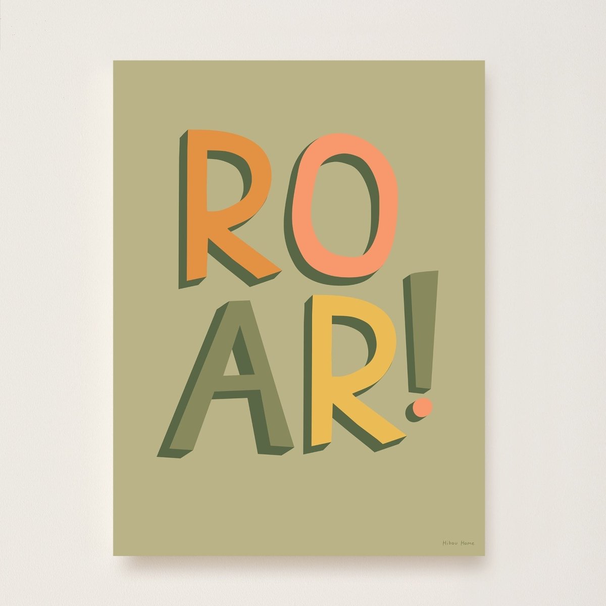 Hibou Design ROAR! Art Print - Khaki – Fine art for children, available at Learning Bugs UK