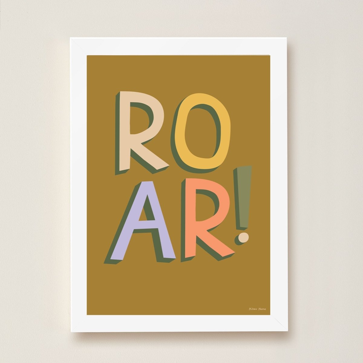 Hibou Design ROAR! Art Print - Olive – Fine art for children, available at Learning Bugs UK