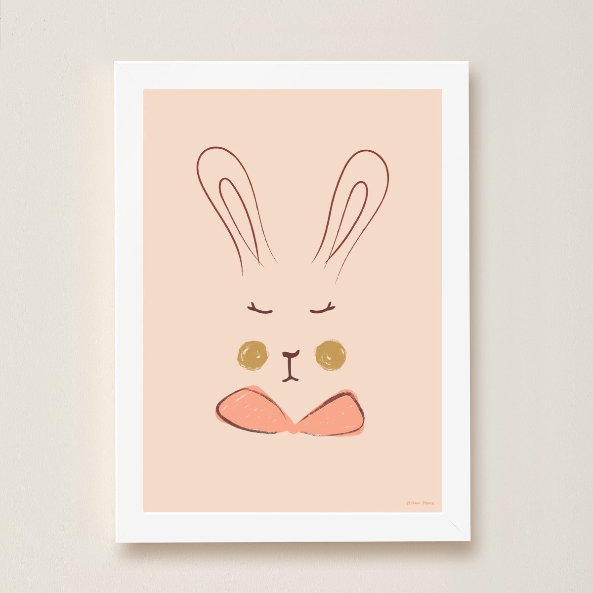Hibou Design Sylvie Rabbit Art Print - Coral – Fine art for children, available at Learning Bugs UK