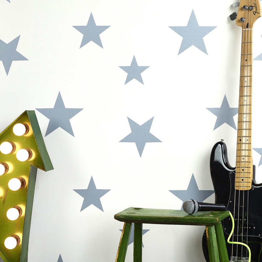 Hibou Design Stars Wallpaper - Stellar Blue/White – Wallpaper for children, available at Learning Bugs UK
