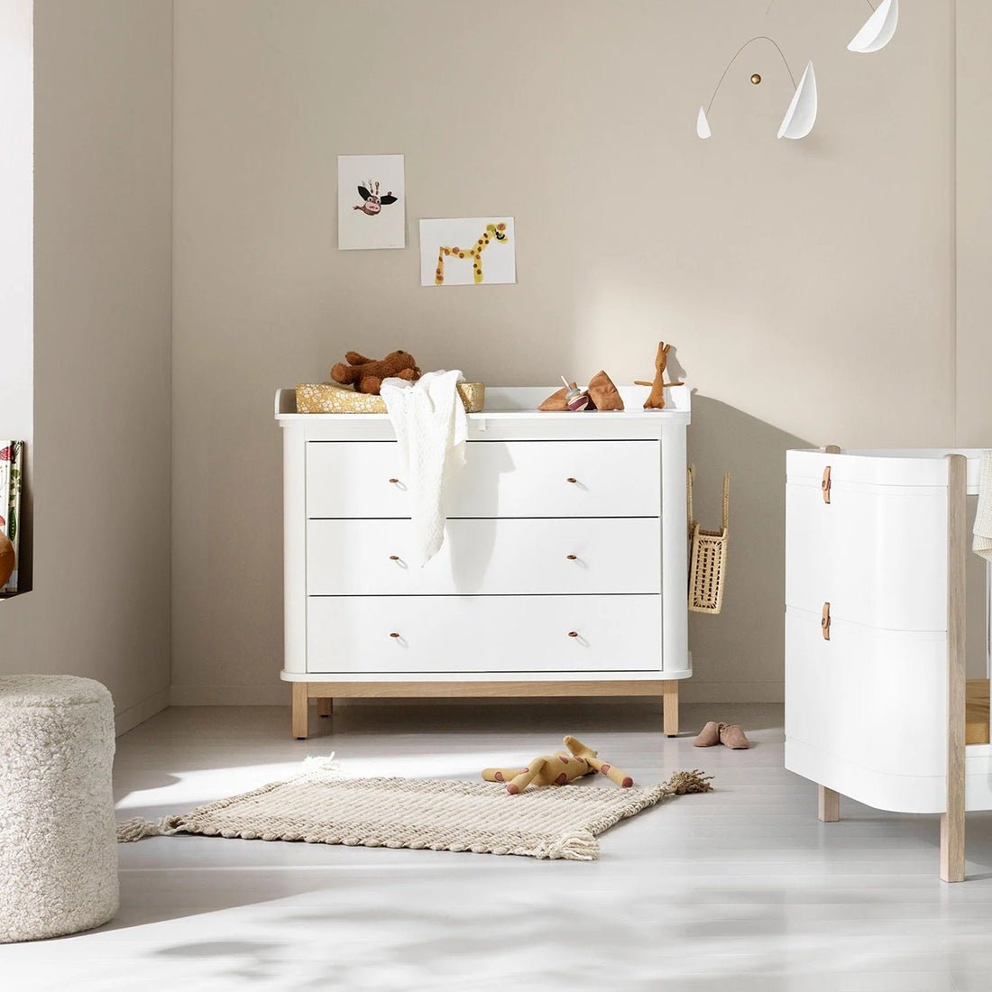 Oliver Furniture Wood Nursery Dresser 3 Drawers - White/Oak – Chest of Drawers for children, available at Learning Bugs UK