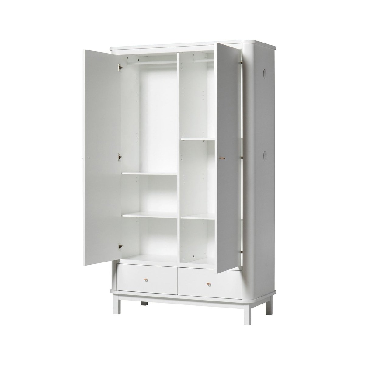 Oliver Furniture Wood Wardrobe 2 Doors - White – Wardrobes for children, available at Learning Bugs UK