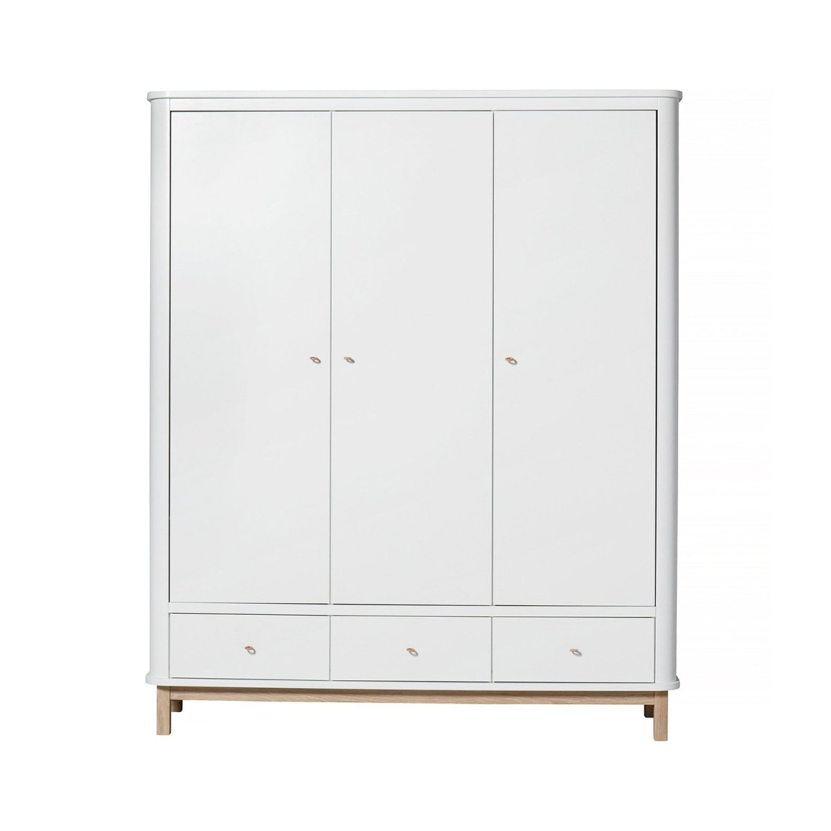 Oliver Furniture Wood Wardrobe 3 Doors - White/Oak – Wardrobes for children, available at Learning Bugs UK