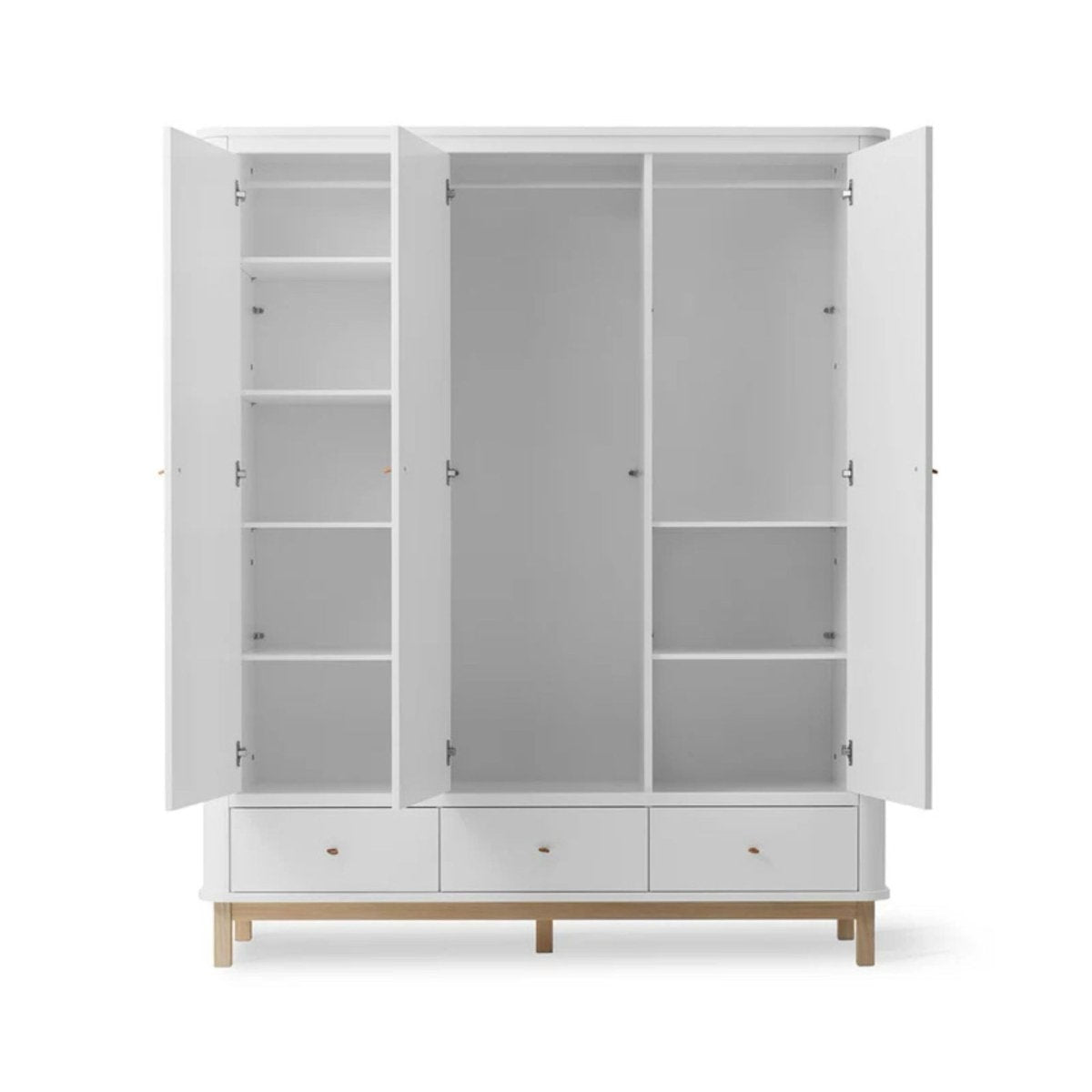 Oliver Furniture Wood Wardrobe 3 Doors - White/Oak – Wardrobes for children, available at Learning Bugs UK