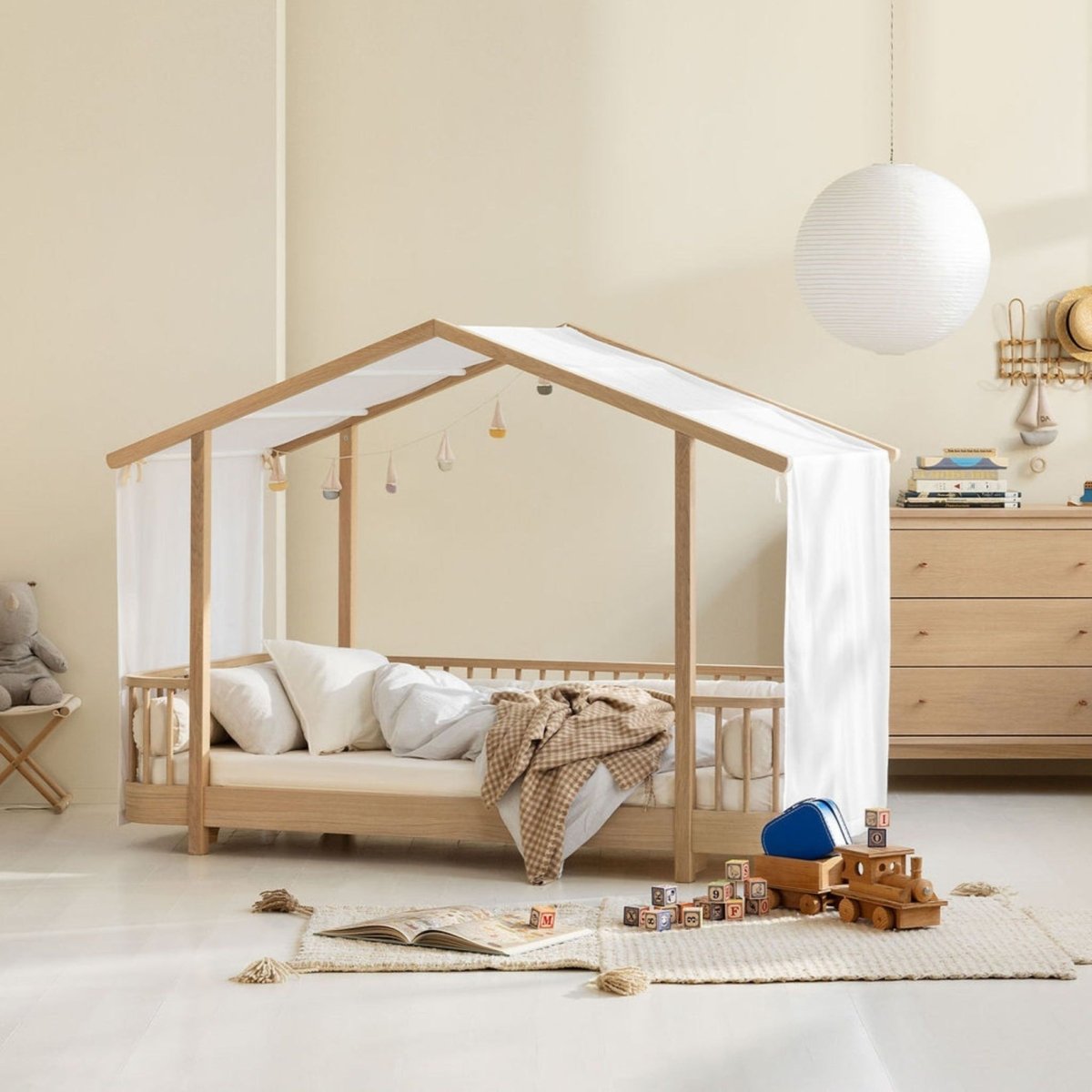 Oliver Furniture Wood Original House Bed - Oak – House Beds for children, available at Learning Bugs UK