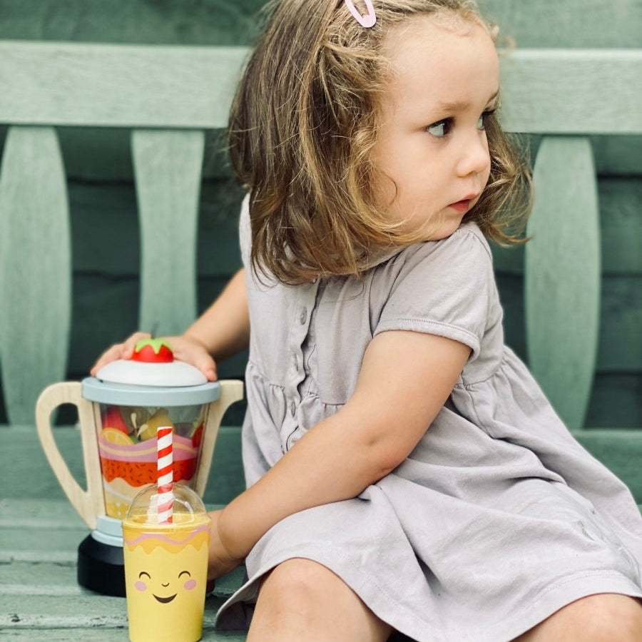 Fruity Blender – Wooden toy smoothie maker for children, available at Learning Bugs UK