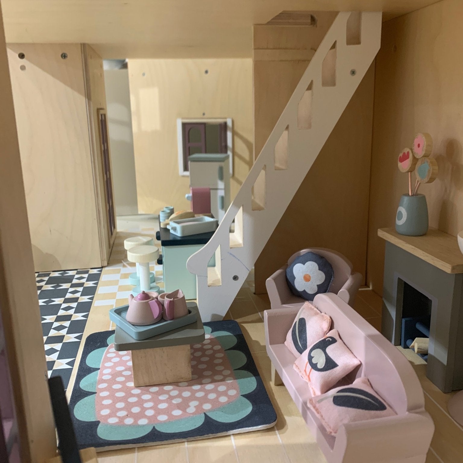 Buy Tender Leaf Dolls House Sitting Room Furniture Set | Wooden dolls house furniture for kids by Learning Bugs UK