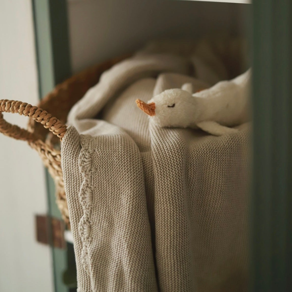 Scallop Knit Blanket - Stone