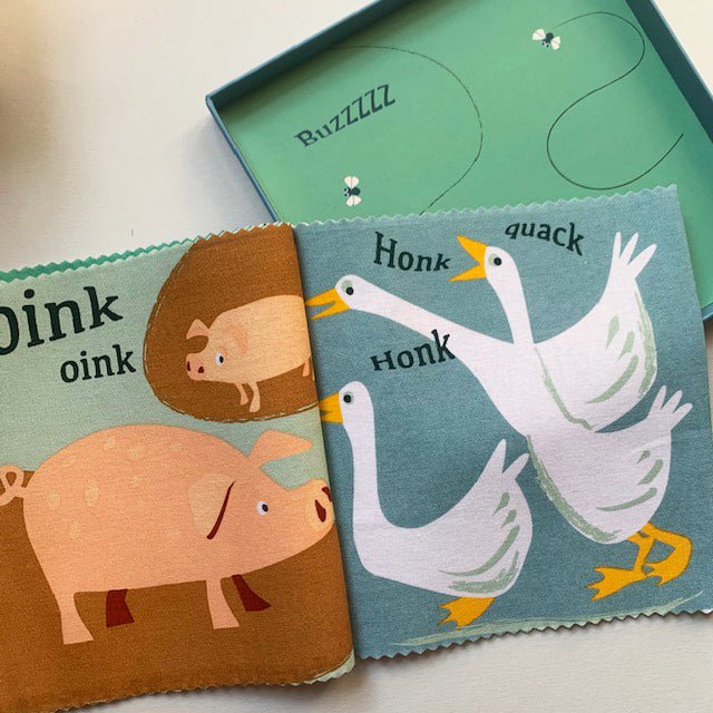 Farmyard Stacker & Farmyard Rag Book Bundle – Wooden animal bundle for children, available at Learning Bugs UK