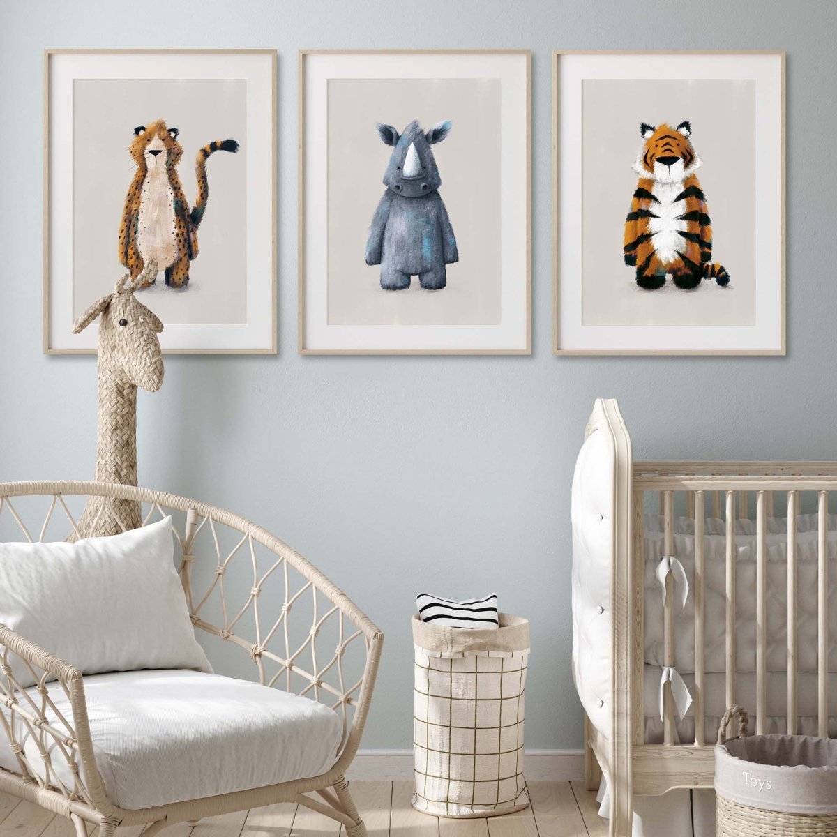 Neutral Jungle Safari Animal Nursery Prints Set of 3 – Print Sets for children, available at Learning Bugs UK