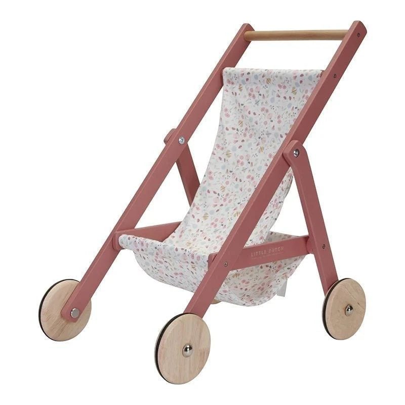 Little Dutch Wooden Doll Stroller - Flowers & Butterflies by Little Dutch - Learning Bugs UK