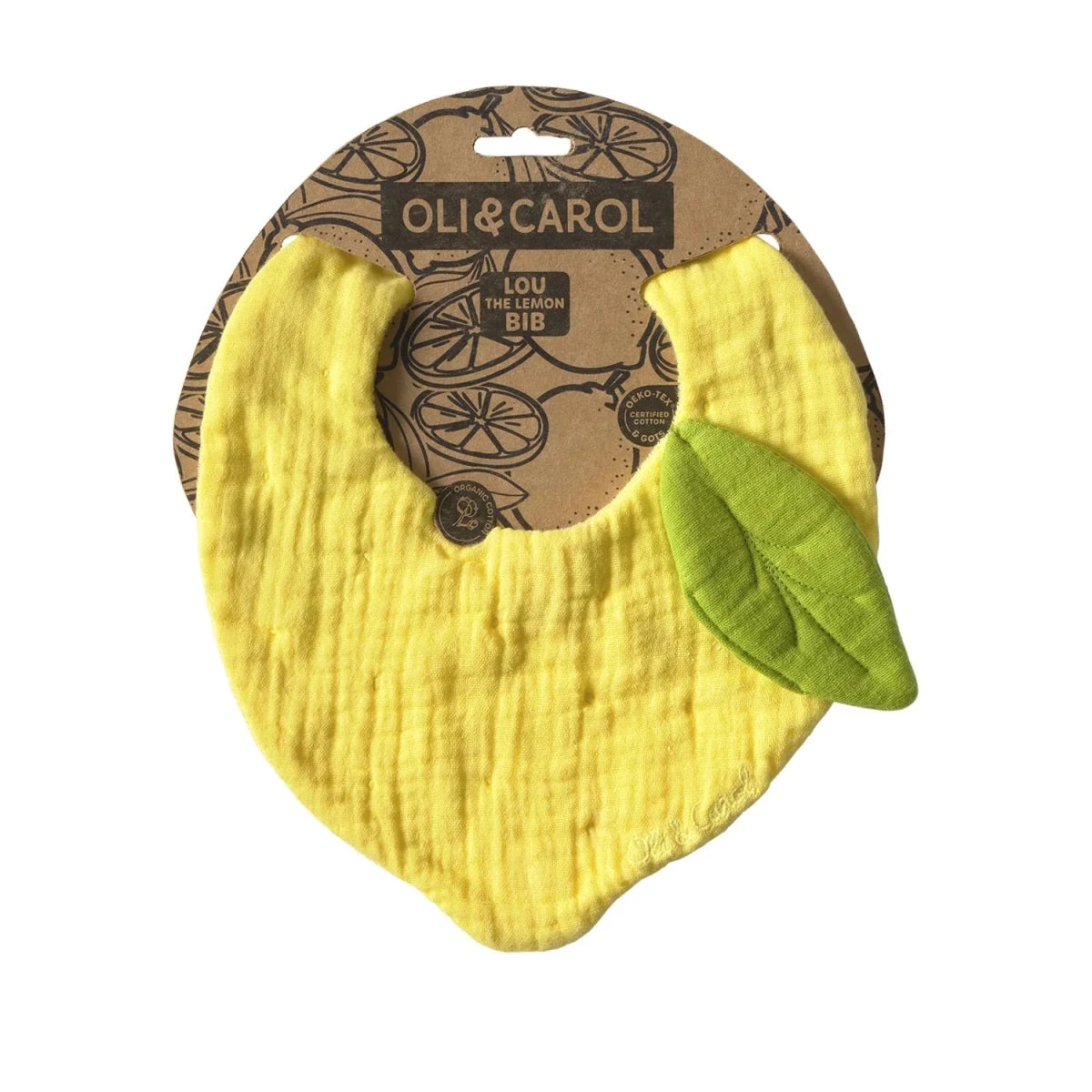 Oli&Carol Lou the Lemon Feeding Bib – Tableware & Cutlery for children, available at Learning Bugs UK
