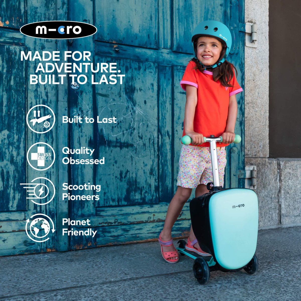Micro Scooters Mini Micro LED Luggage – Suitcase Scooters for children, available at Learning Bugs UK