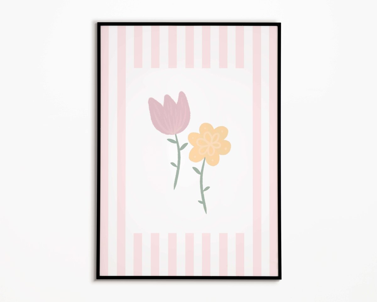 Flowers Print - Pale Pink Stripes – for children, available at Learning Bugs UK
