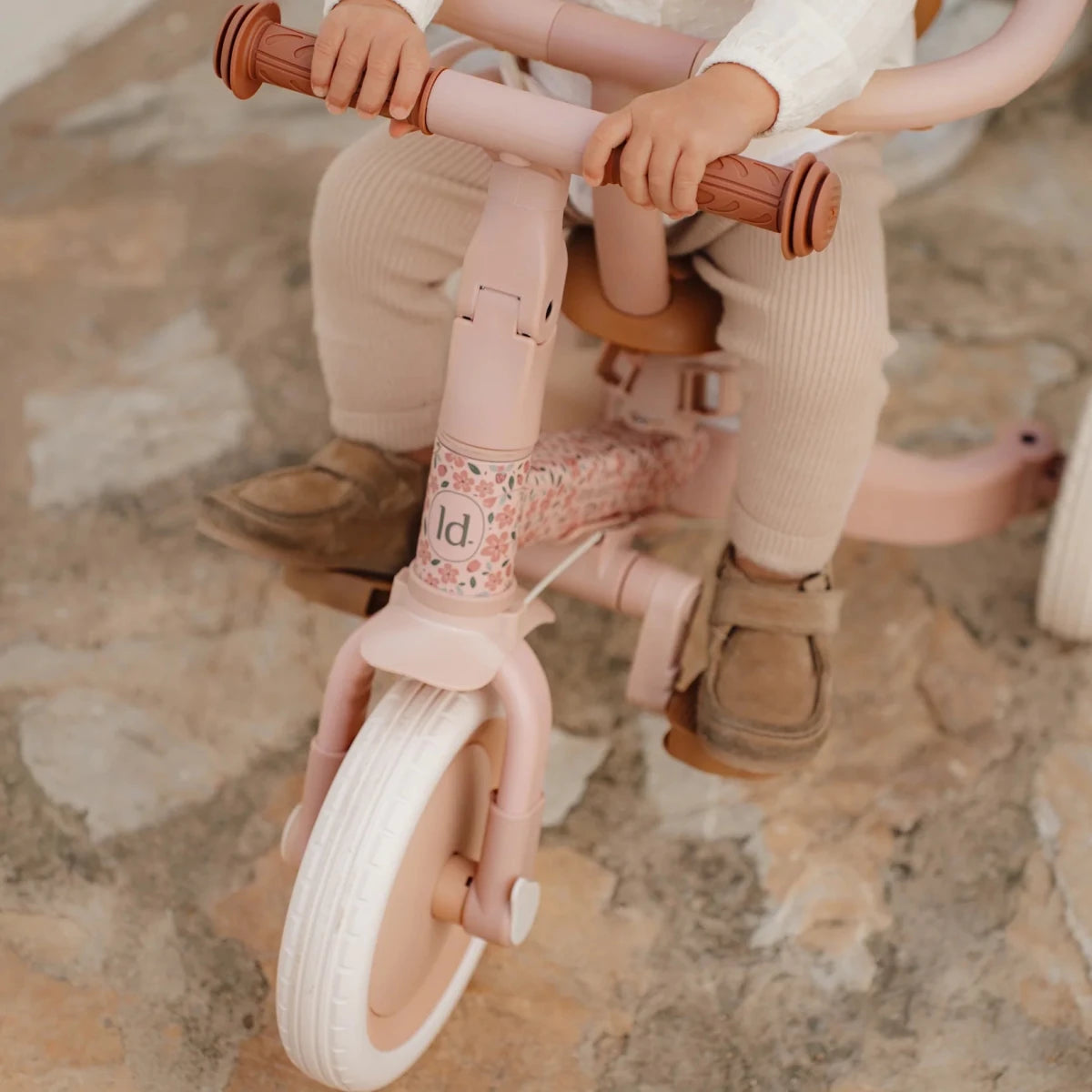 Little Dutch 4 in 1 Trike with Push Bar - Fairy Floral Pink – Trike for children, available at Learning Bugs UK