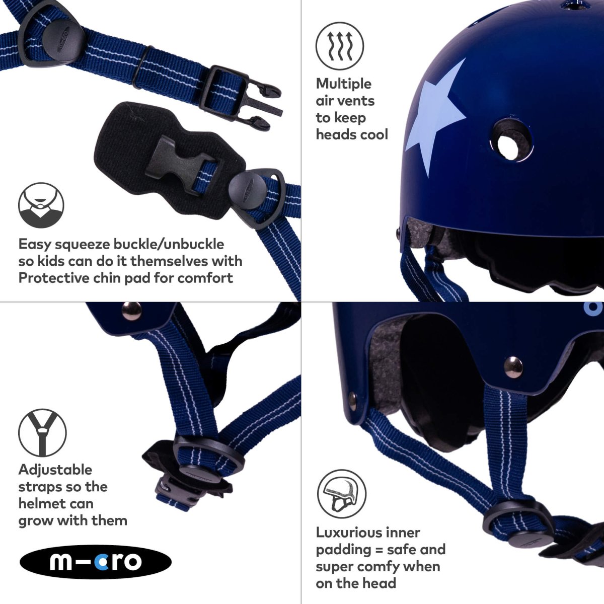Micro Scooters Micro Printed Deluxe Helmet – Helmets for children, available at Learning Bugs UK